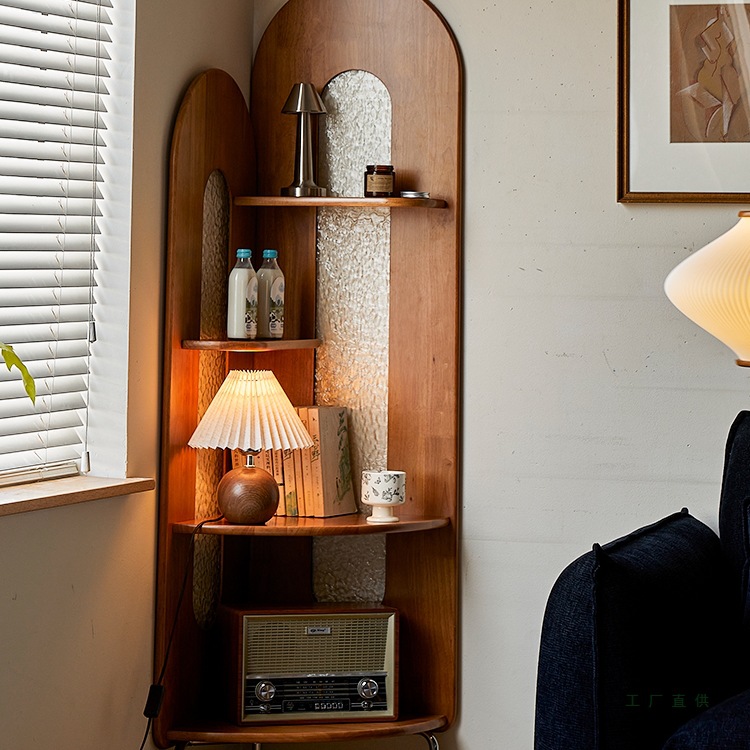 Bookcase Wood Shelf - Mueble esquinero de madera maciza estilo