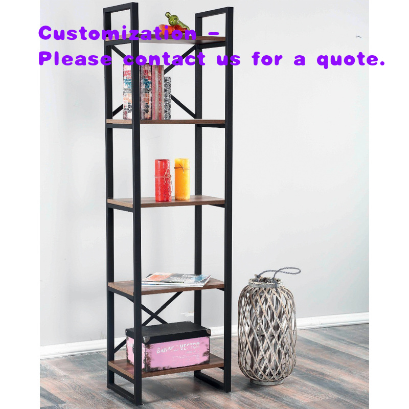 Home Office Bookshelves - Estantería de metal industrial moderna con