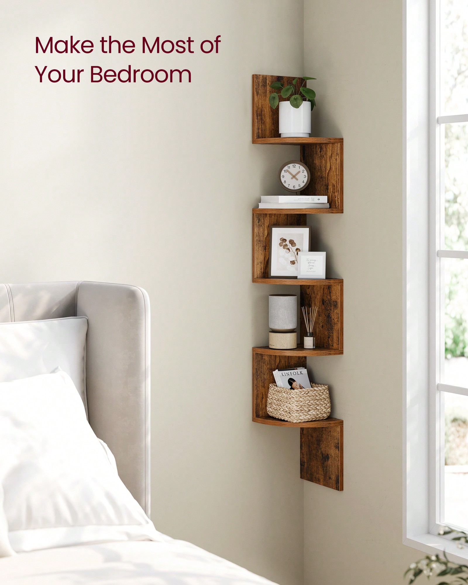 Home Office Bookshelves - Estante Flotante de Esquina de 5