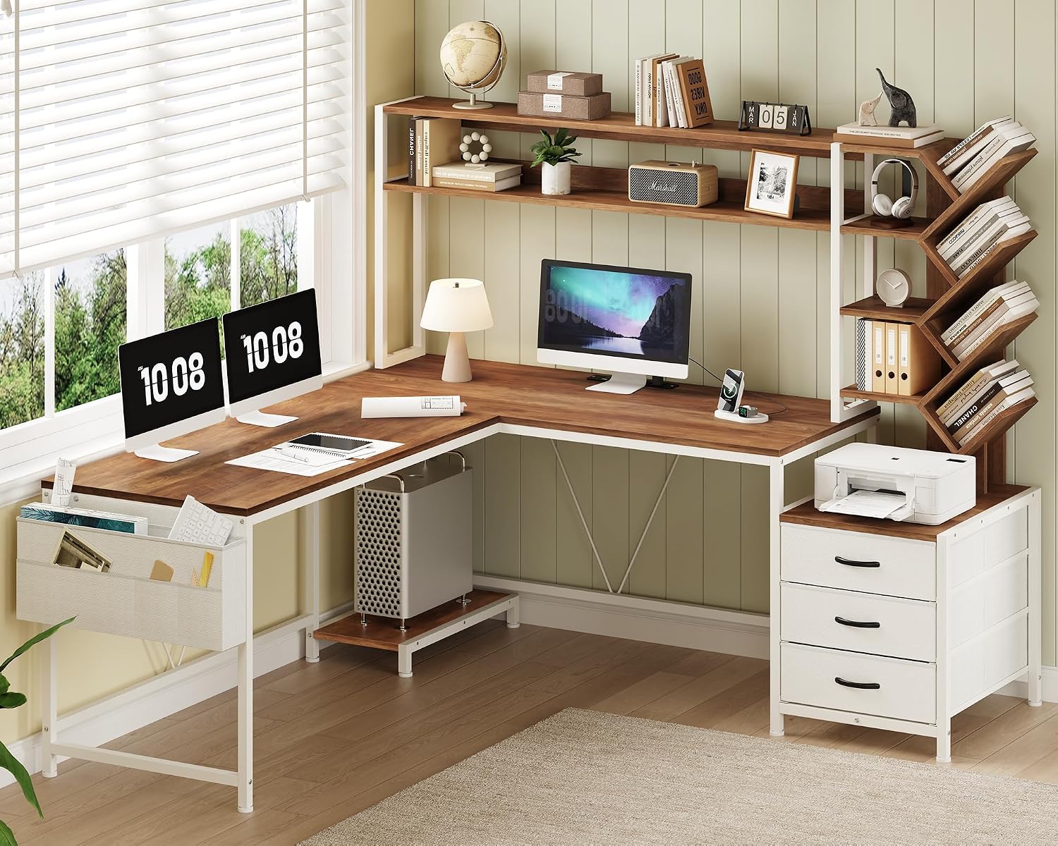 Home Office Bookshelves - Escritorio en forma de L de