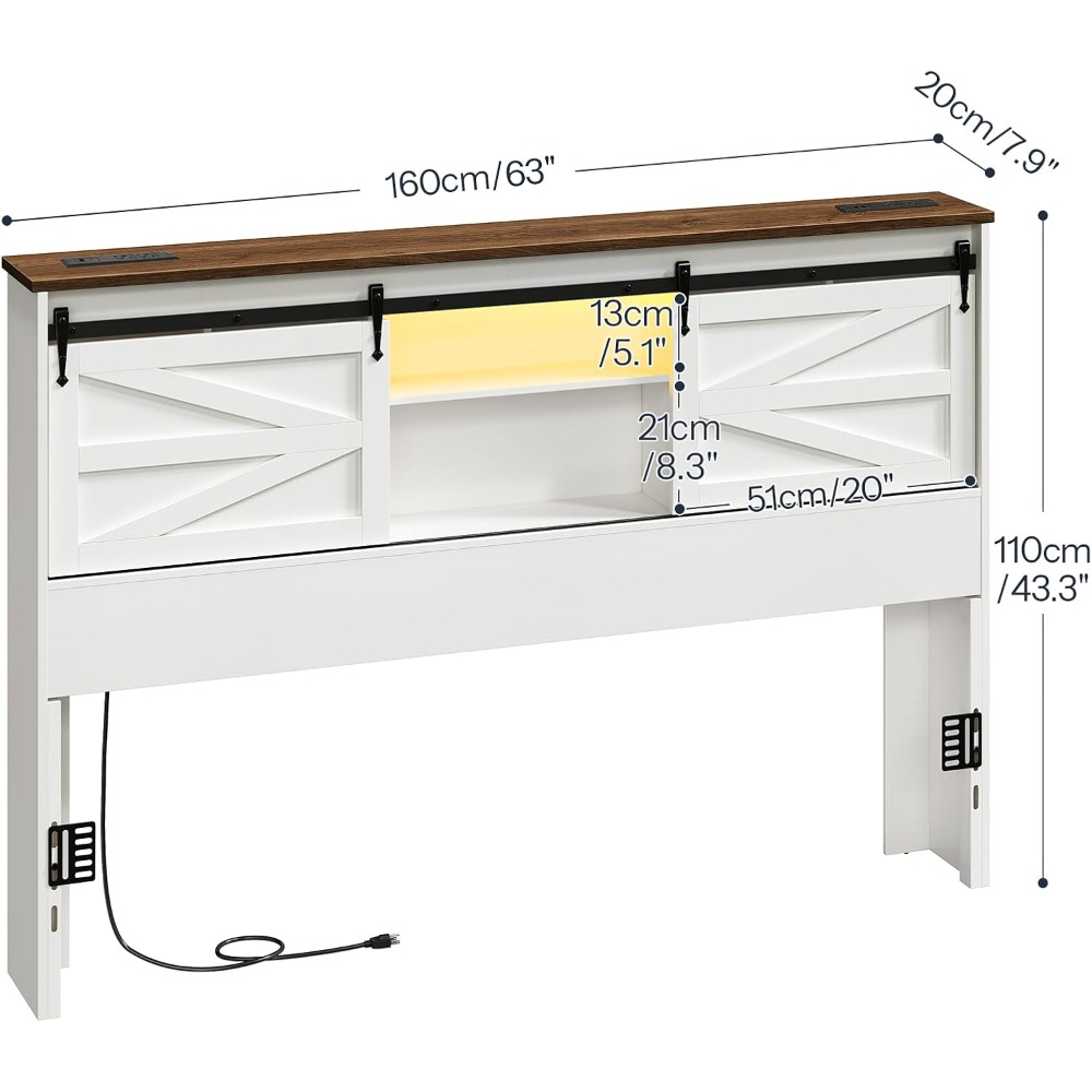 Bookcase Wood Shelf - Cabecero Queen con estante de almacenamiento,