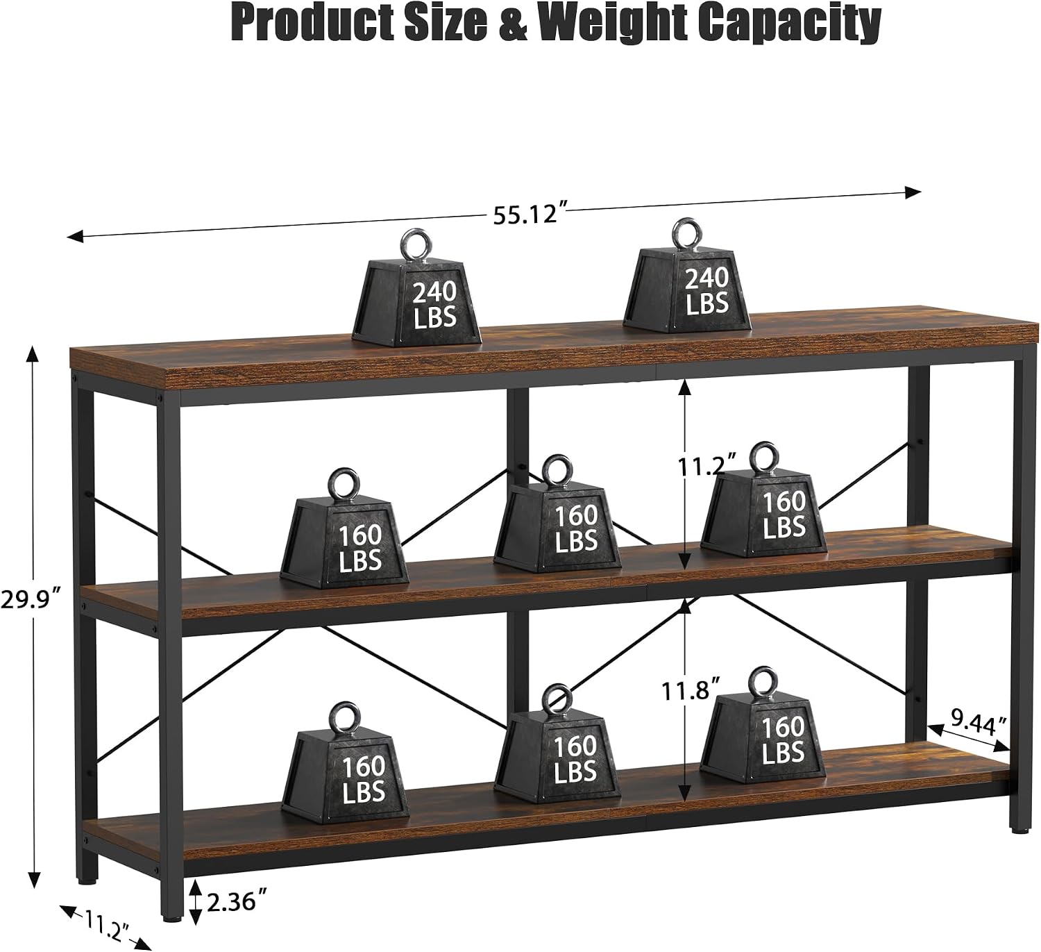 Estantería industrial de 3 niv - Bookcase Wood Shelf reseña y precio