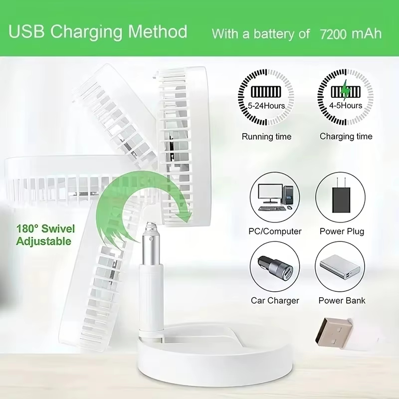 Ventilador retráctil portátil, - Usb Desk Fan reseña y precio