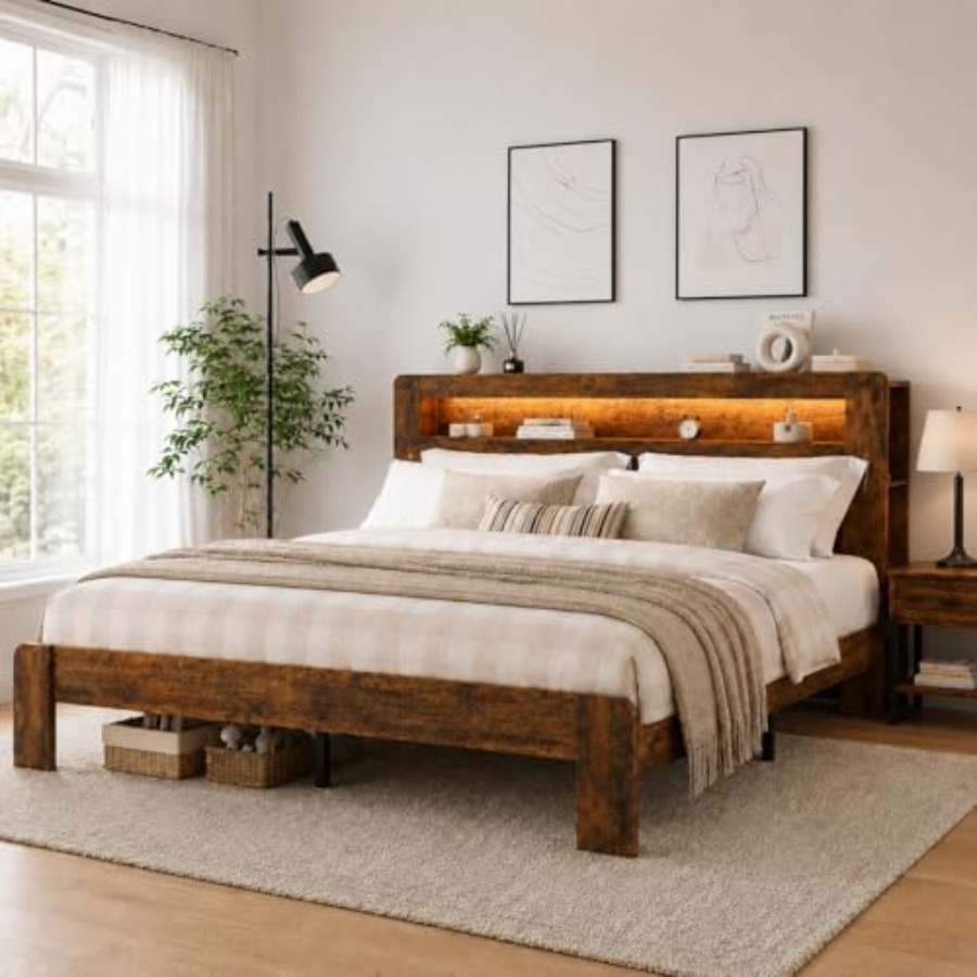 Base de Cama de Madera con Cab - Bookcase Wood Shelf reseña y precio
