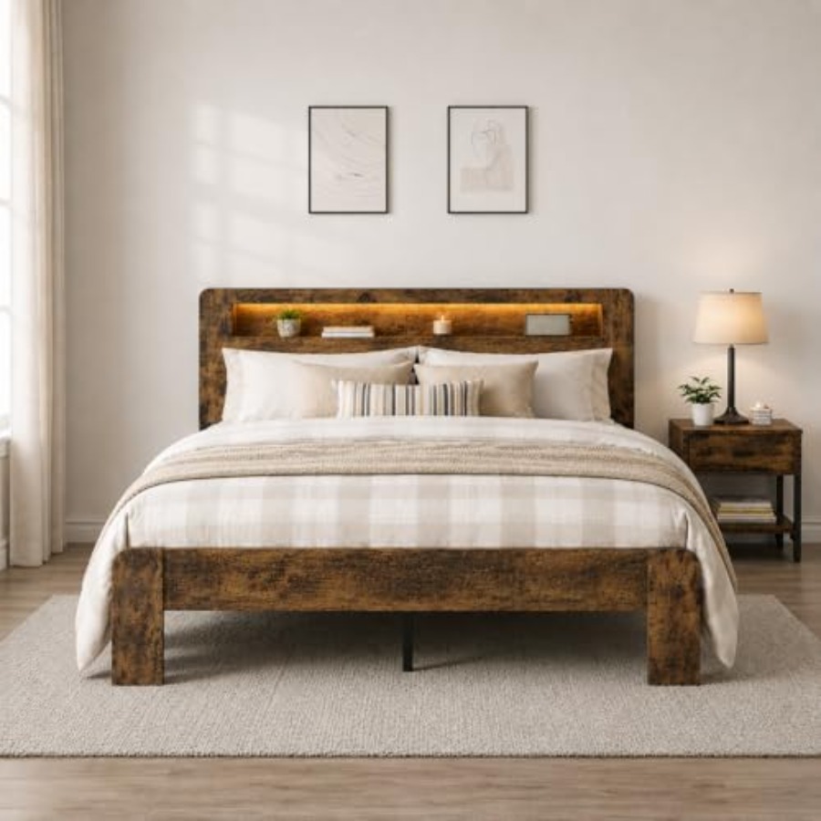 Base de Cama de Madera con Cab - Bookcase Wood Shelf reseña y precio