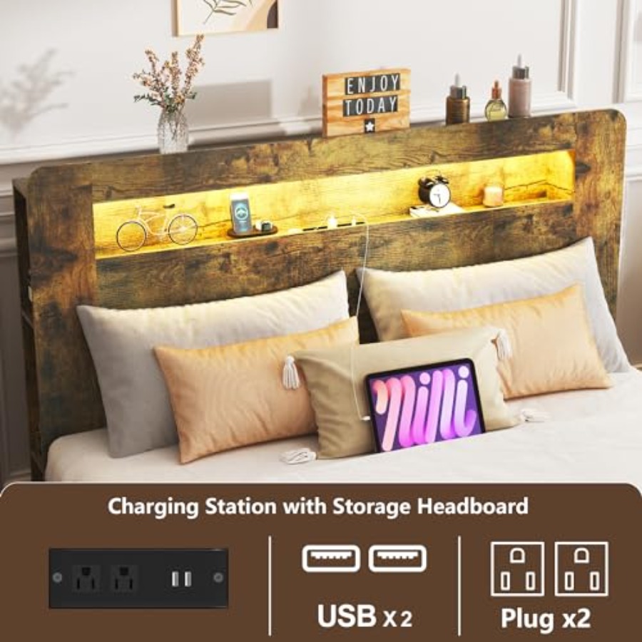 Base de Cama de Madera con Cab - Bookcase Wood Shelf reseña y precio