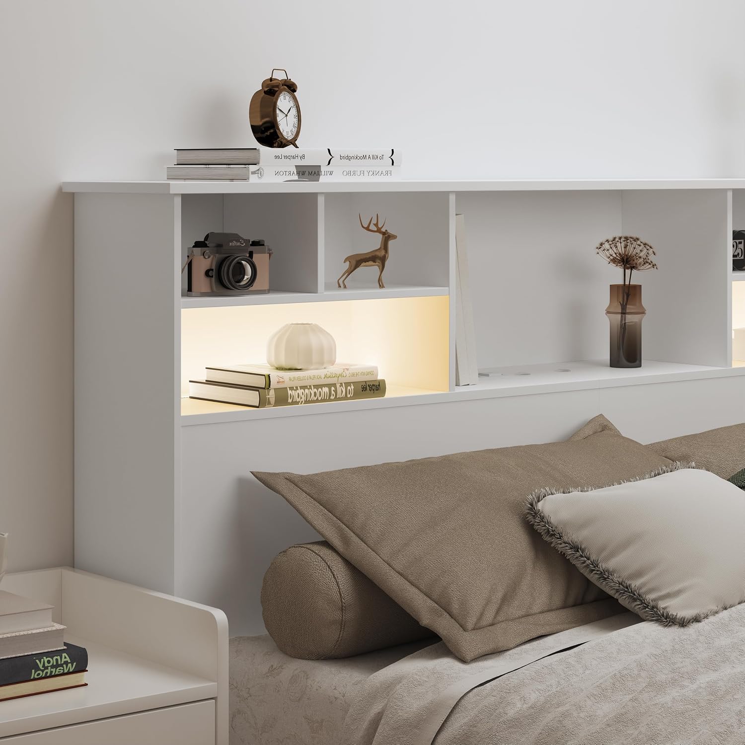 Cabecero tamaño Queen, estante - Bookcase Wood Shelf reseña y precio