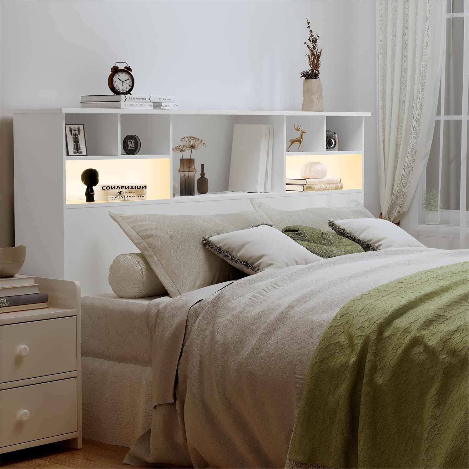 Cabecero tamaño Queen, estante - Bookcase Wood Shelf reseña y precio