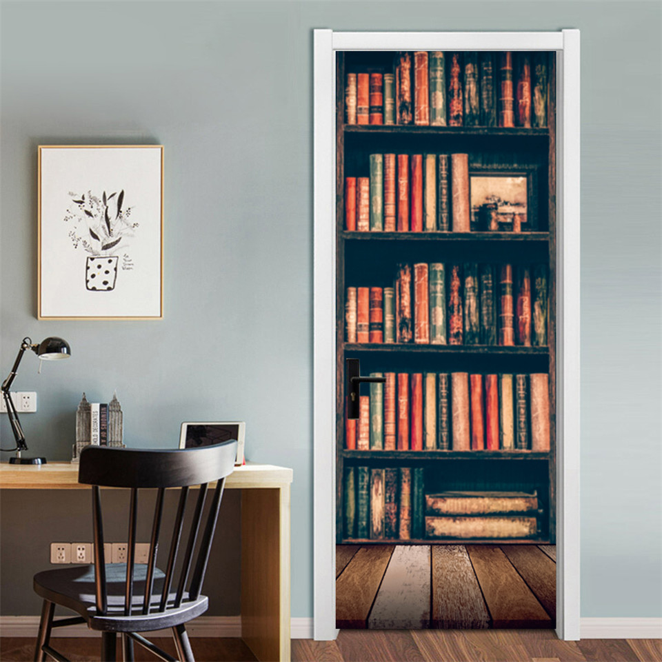 Papel tapiz 3D de PVC para pue - Home Office Bookshelves reseña y precio