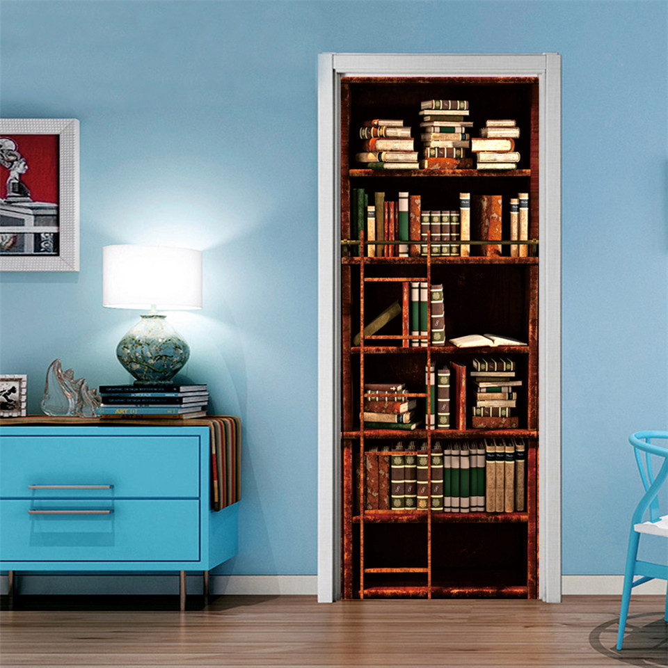 Papel tapiz 3D de PVC para pue - Home Office Bookshelves reseña y precio