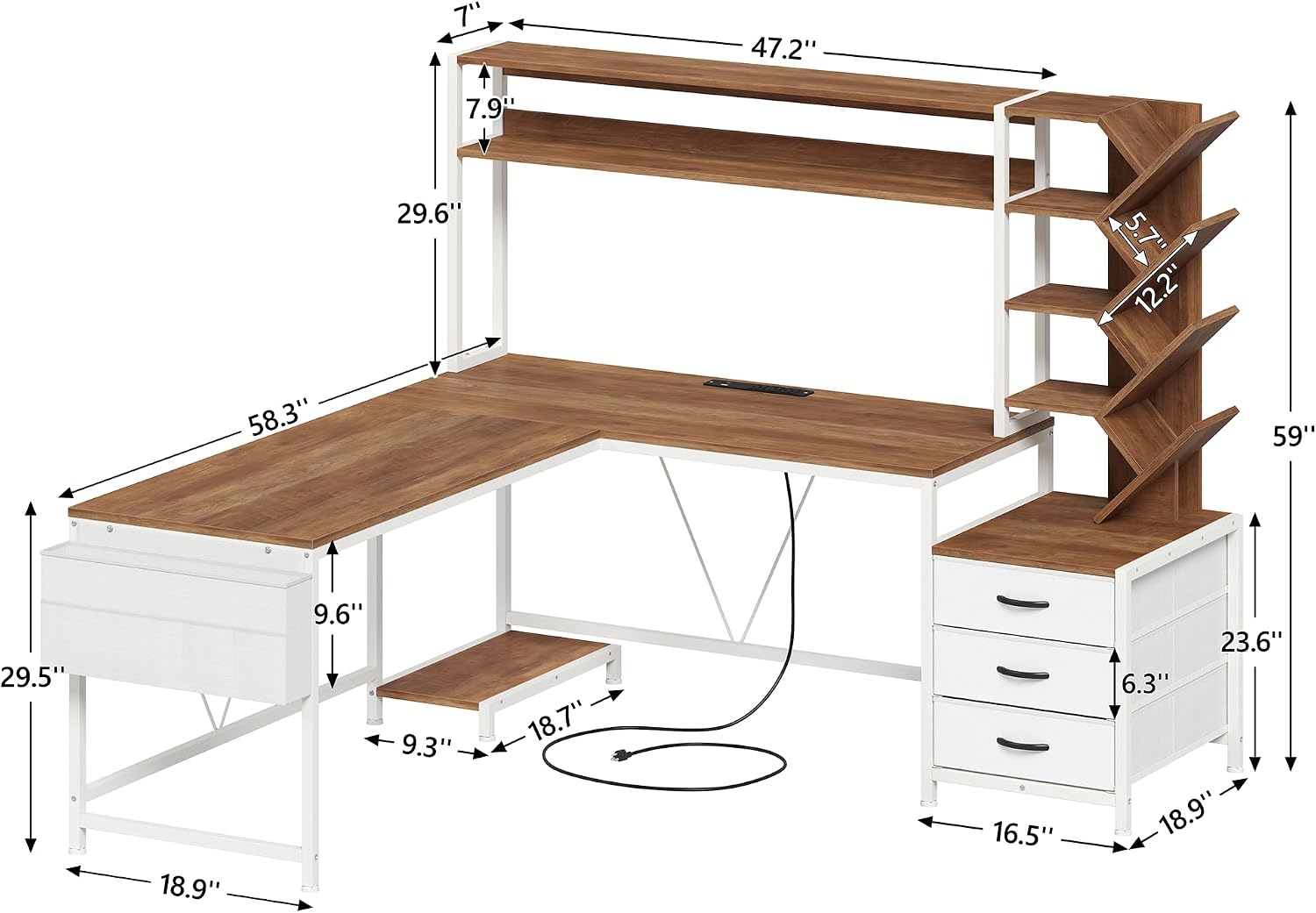 Escritorio en forma de L de 63 - Home Office Bookshelves reseña y precio