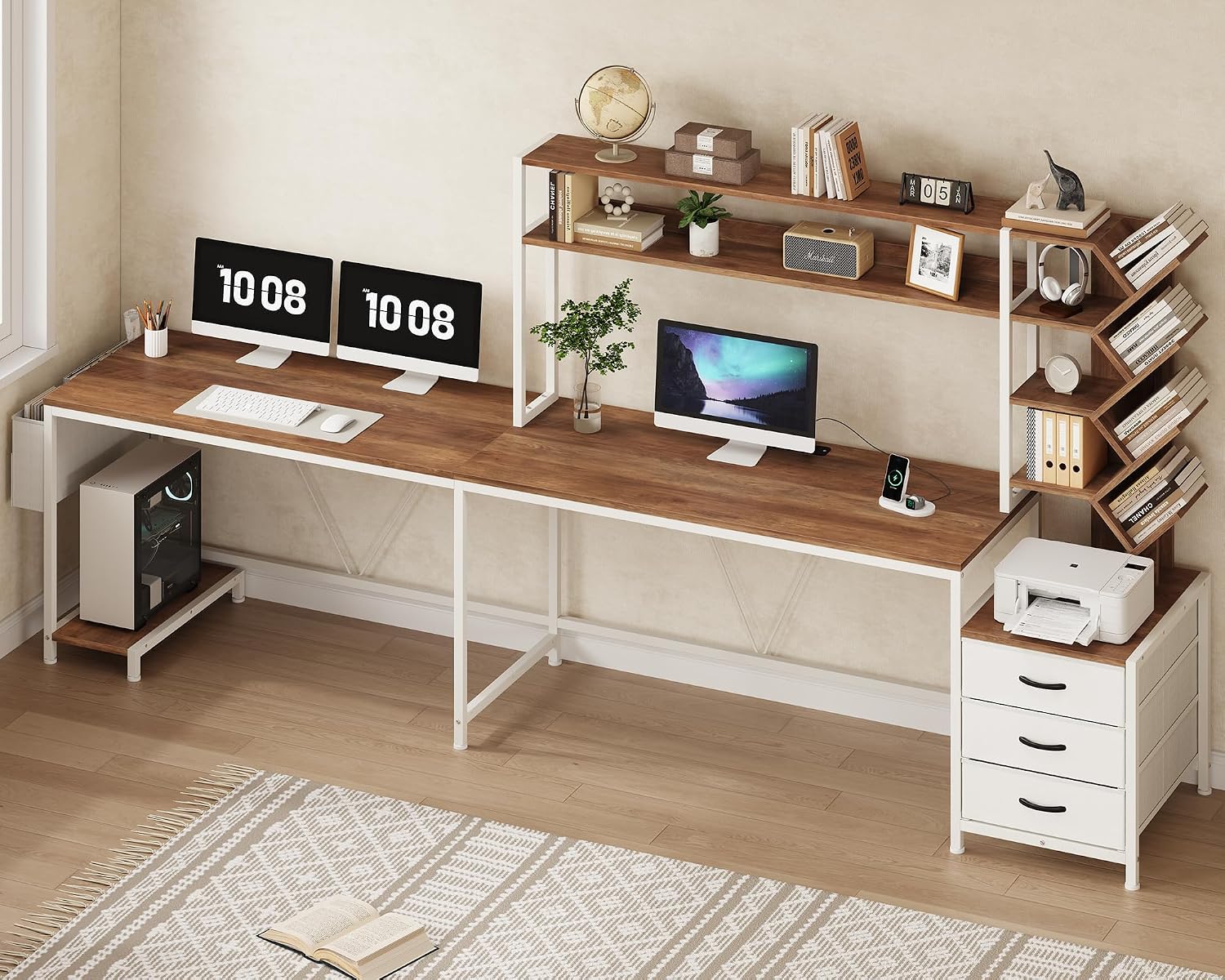 Escritorio en forma de L de 63 - Home Office Bookshelves reseña y precio
