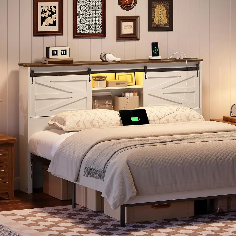 Cabecero Queen con estante de  - Bookcase Wood Shelf reseña y precio
